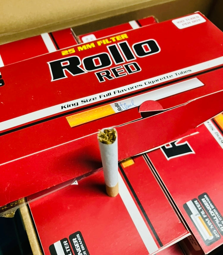 Filled Rollo King Size Red 25mm Filter. 100 In A Pack.
Each Pack Has 100 Filled Tubes