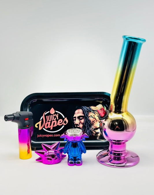 Gift Set Large Water Pourer, Jet Lighter, Rolling Tray and Grinder.